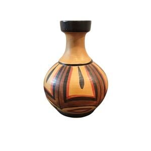 Miniature Terracotta Pottery Bud Vase Colorful Sculpture Earthy Home Decor